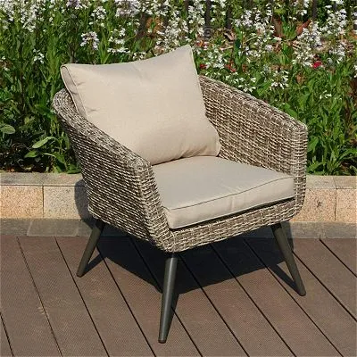 PHI VILLA Outdoor Patio Brushed Rattan and Gradual Changing Color Wicker Sofa