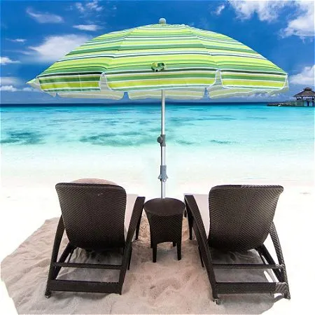 Snail 7 feet Vented Beach Umbrella with Tilt and Telescoping Aluminum Pole
