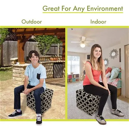 Majestic Home Goods Indoor Outdoor Bean Bag Ottoman Pouf