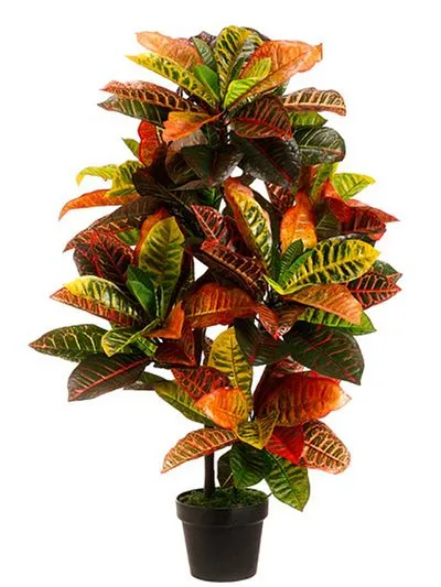 Silk Tree Warehouse One 3 foot Outdoor Artificial Croton Palm Tree UV Rated Potted Plant