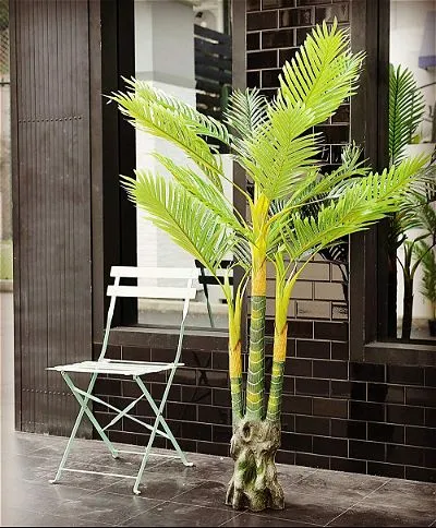 Youz Artificial Palm Plant for Office House Decor 5.35-Feet Indoor Outdoor Silk Green Tree