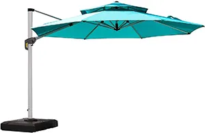 Purple Leaf Umbrella Octagon Cantilever with Valance in Sunbrella Acrylic, 13’, Stone