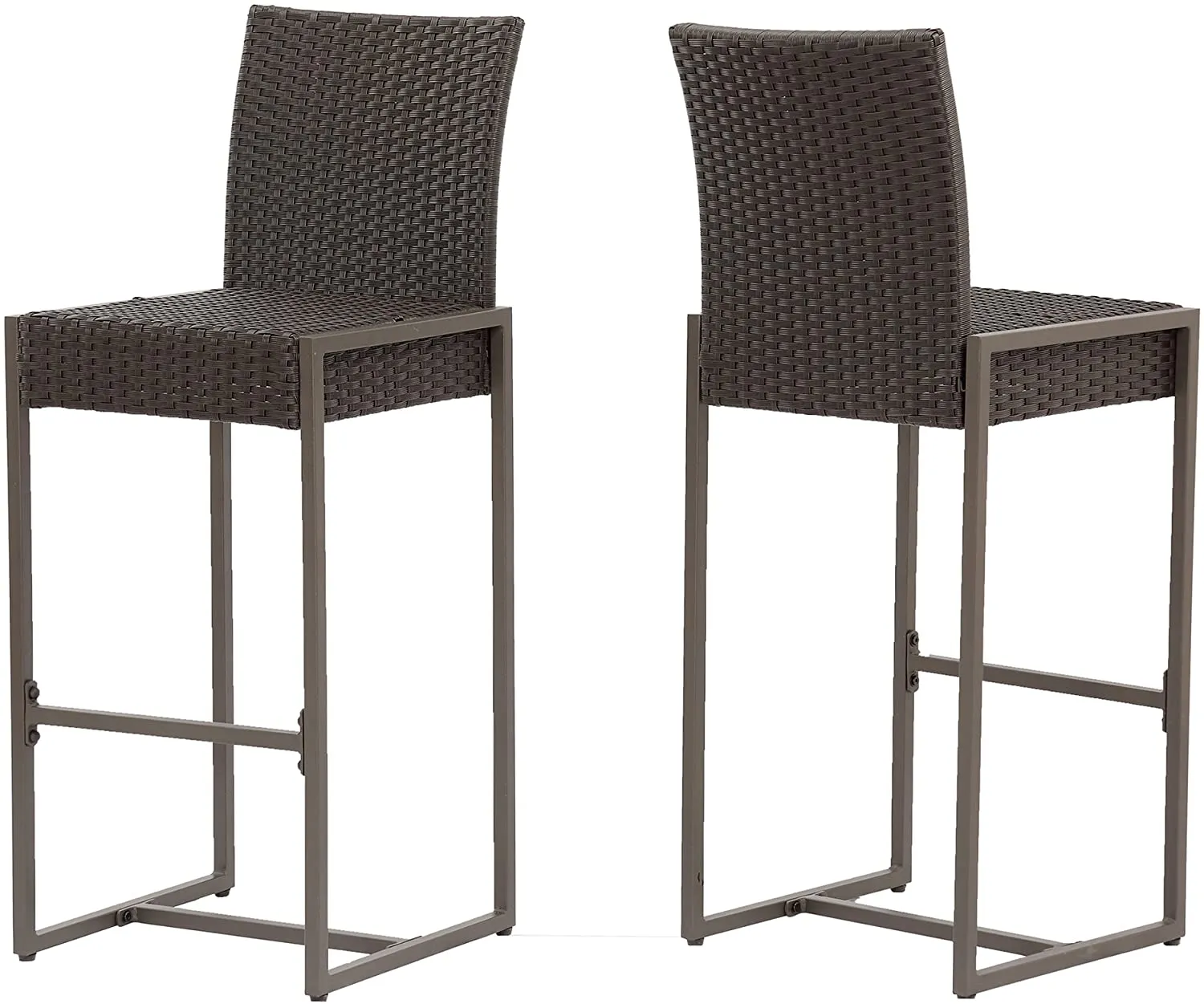 Great Deal Furniture Set of 4 kelly Outdoor Brown Wicker Barstool
